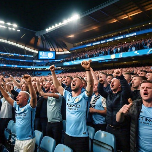 What is the name of the iconic Manchester City song that is sung by the fans before each match, and features the lyrics "We're not really here, we're not really there..."?